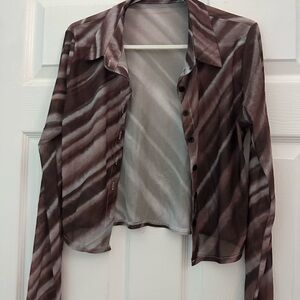 Brown Striped Women's Top
